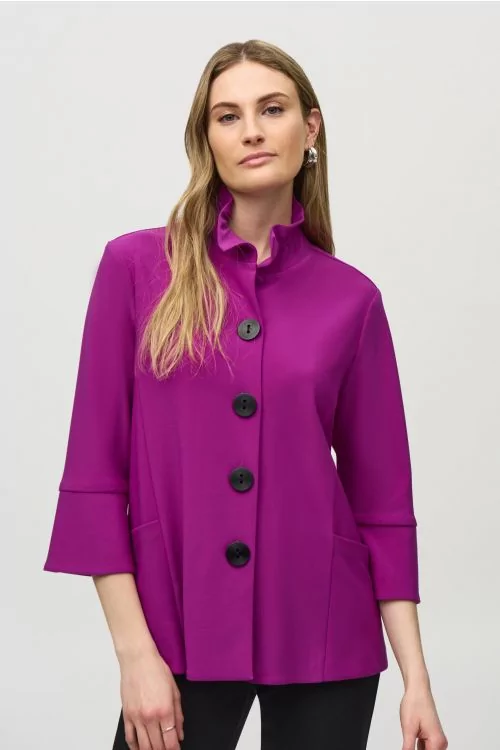 Joseph Ribkoff Empress Shirred Collar Trapeze Jacket Style 244196