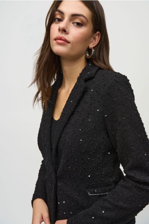 Joseph Ribkoff Black Blazer with Chain Trim Detail Style 244203