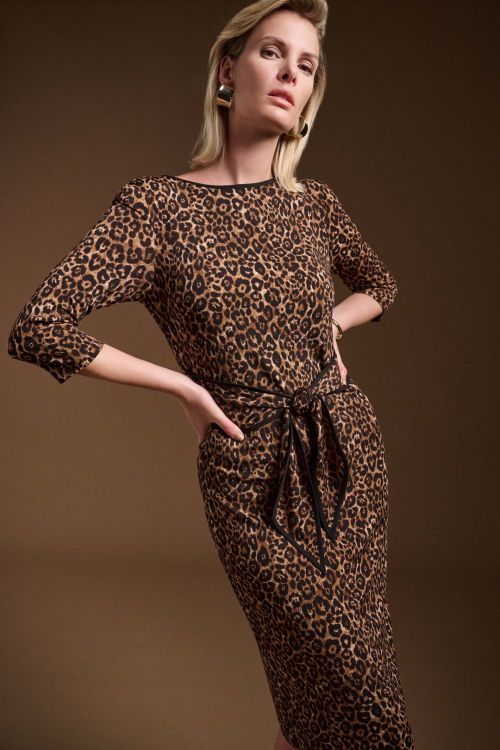 Joseph Ribkoff Beige/Black Animal Print Sheath Dress Style 244254