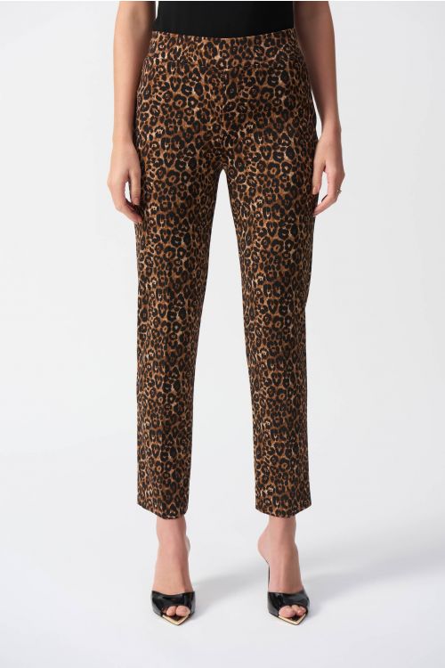 Joseph Ribkoff Beige/Black Animal Print Pull-On Pants Style 244257