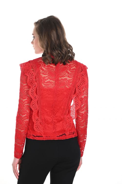 Frank Lyman Red Fitted Laced Top Style 244626U