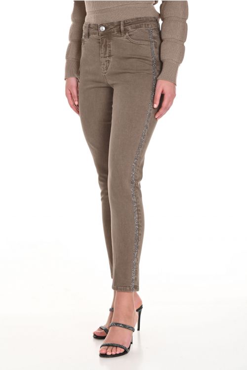 Frank Lyman Taupe Jean Pants with Embellishments Style 244649U