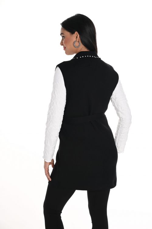 Frank Lyman Black Sleeveless Vest with Belt Style 244652U