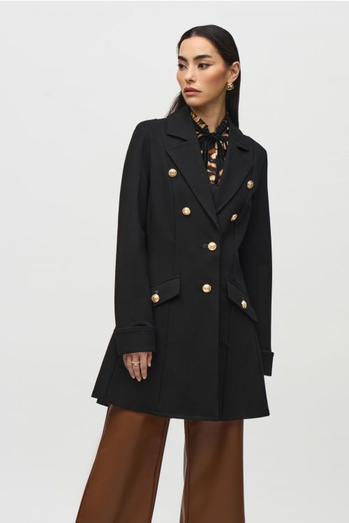 Joseph Ribkoff Black A-Line Military Coat Style 244951