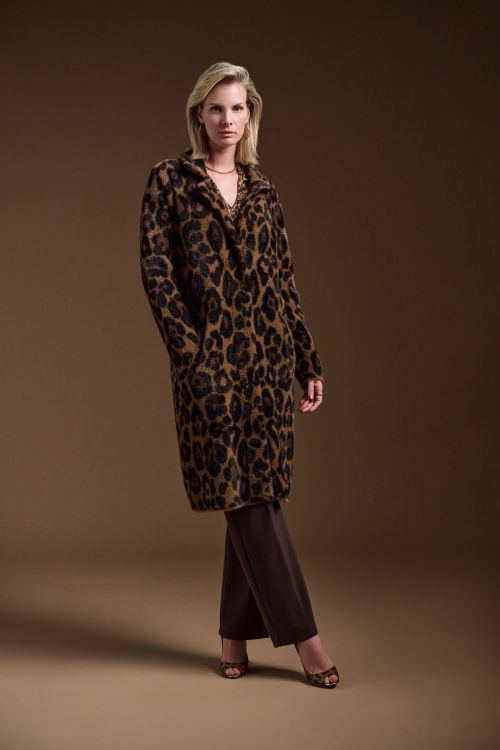 Joseph Ribkoff Beige/Black Animal Print Coat Style 244956