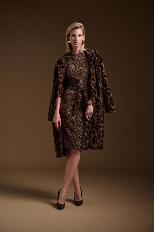 Joseph Ribkoff Beige/Black Animal Print Coat Style 244956