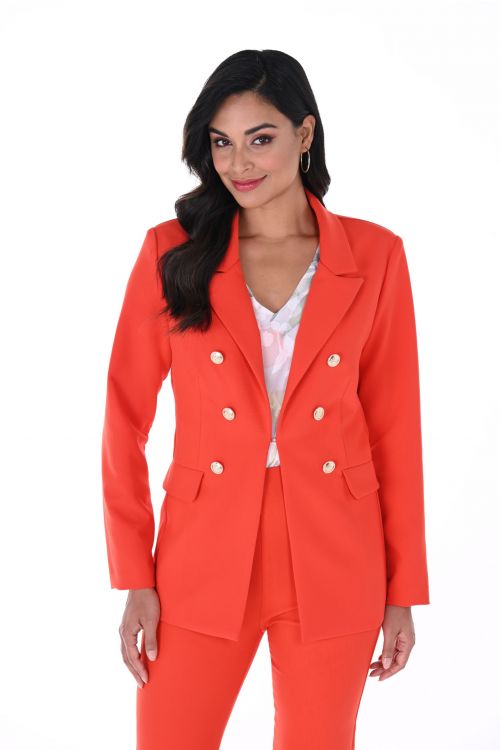 Frank Lyman Orange Blazer With Front Hook Closure Style 246180