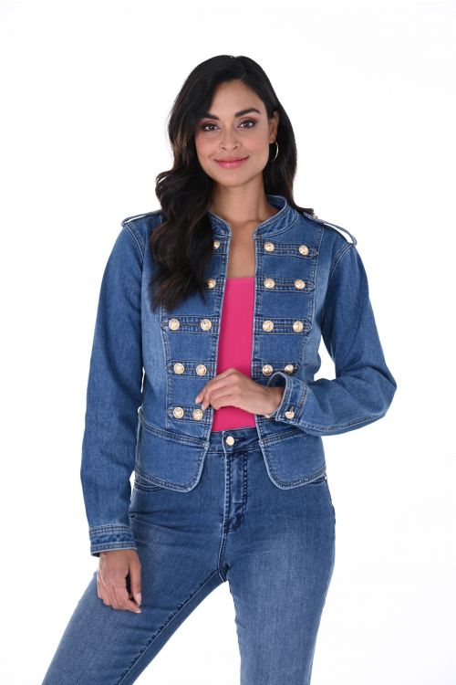 Frank Lyman Denim Blue Jacket with Statement Buttons Style 246204U