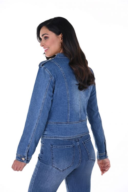 Frank Lyman Denim Blue Jacket with Statement Buttons Style 246204U