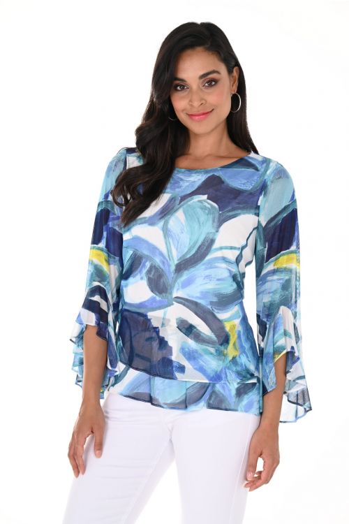 Frank Lyman Royal/White Layered Top Style 246396