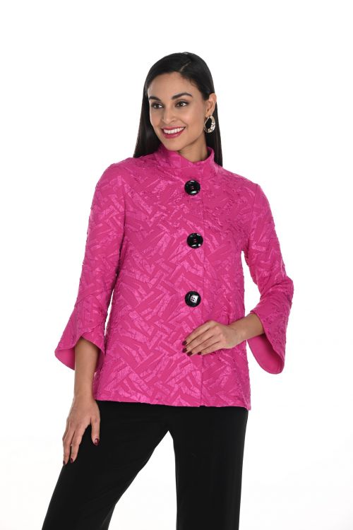 Frank Lyman Fuchsia Trapeze Textured Jacket Style 249293