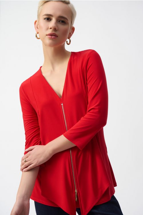 Joseph Ribkoff Radiant Red Flared Layered Top Style 251041