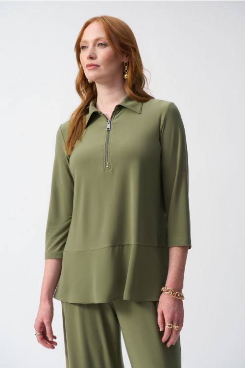 Joseph Ribkoff Cactus Silky Knit And Georgette Straight Tunic Style 251055.