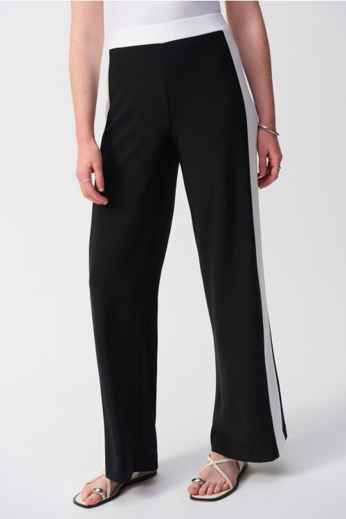 Joseph Ribkoff Black/Vanilla Wide-Leg Pull-On Pants Style 251059