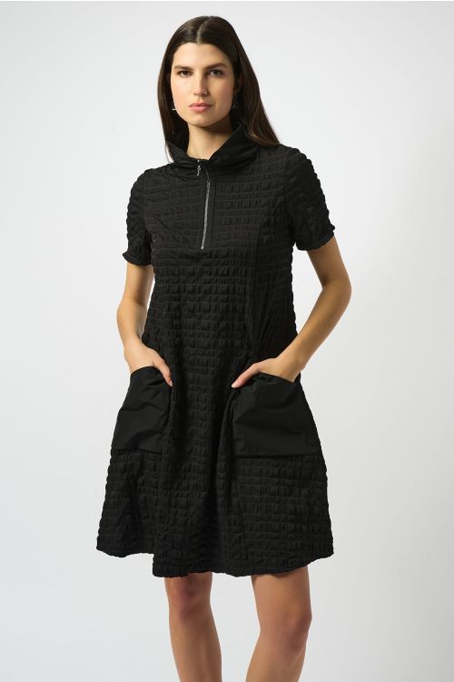 Joseph Ribkoff Black Bubble Jacquard A-Line Dress Style 251084