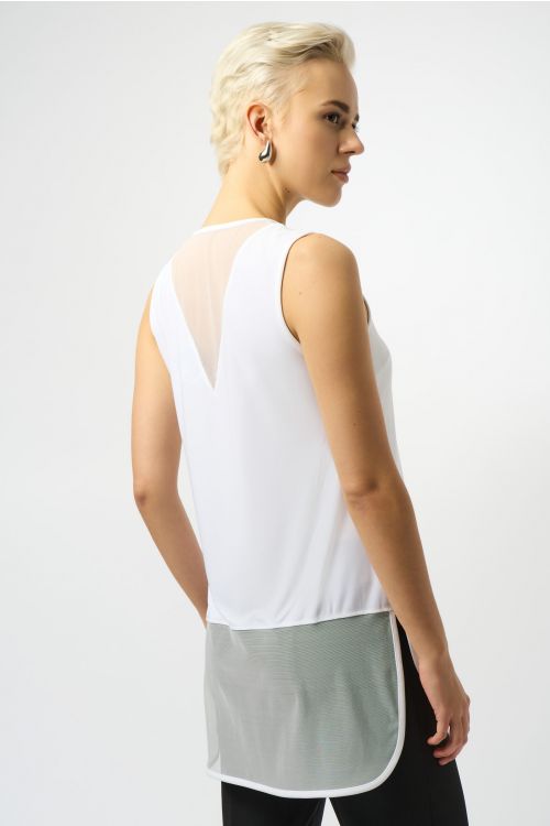 Joseph Ribkoff Vanilla Sleeveless Top with Mesh Style 251091