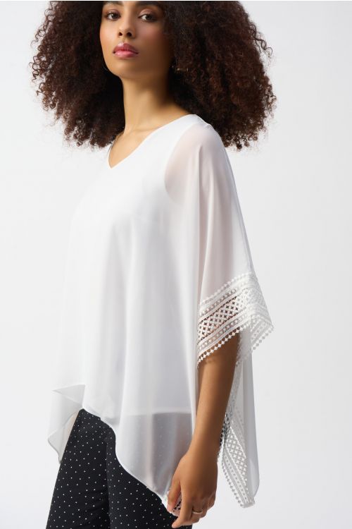 Joseph Ribkoff Vanilla Chiffon Poncho Style 251095