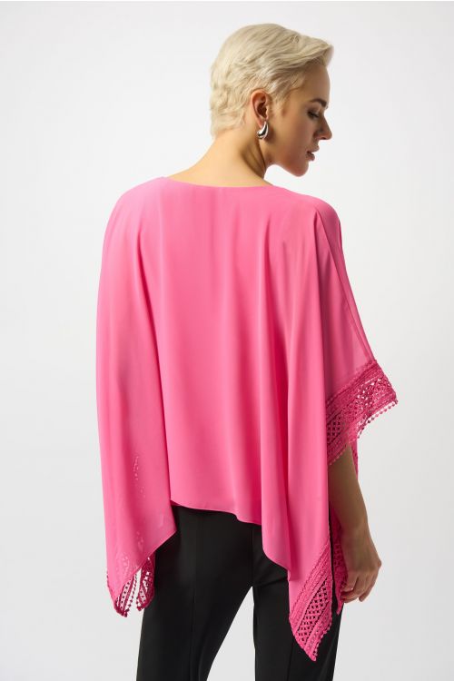 Joseph Ribkoff Bubble Gum Chiffon Poncho Top Style 251095