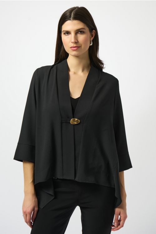 Joseph Ribkoff Black Textured Trapeze Jacket Style 251101