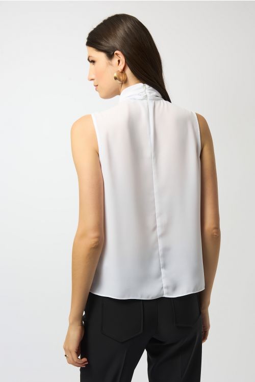 Joseph Ribkoff Off-White Sleeveless Top With Bow Collar Style 251115