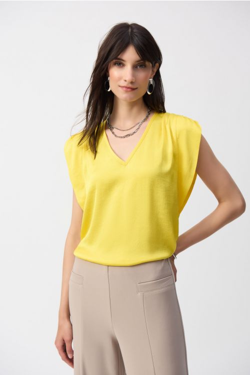 Joseph Ribkoff Citrus Hammered Satin Straight Top Style 251130