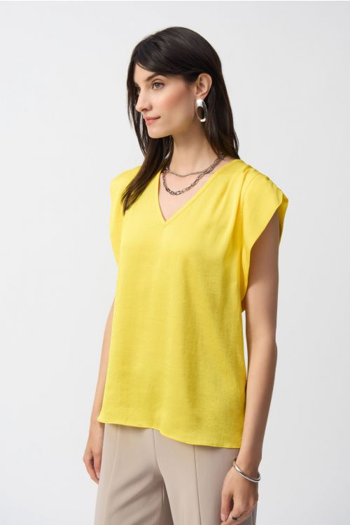 Joseph Ribkoff Citrus Hammered Satin Straight Top Style 251130