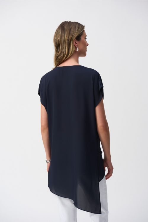 Joseph Ribkoff Midnight Blue Asymmetrical Layered Top Style 251151