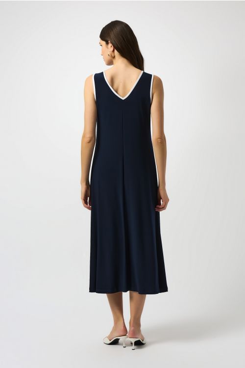 Joseph Ribkoff Midnight Blue/Off-White Sleeveless A-Line Dress Style 251156