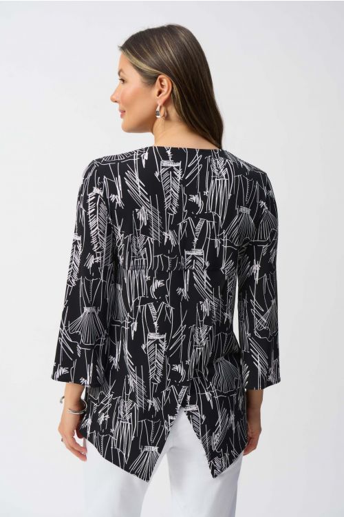 Joseph Ribkoff Black/Vanilla Conversational Print Tunic Style 251181