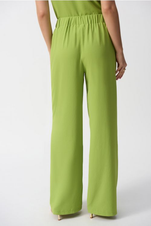 Joseph Ribkoff Greenery Textured Woven Wide-Leg Pants Style 251185