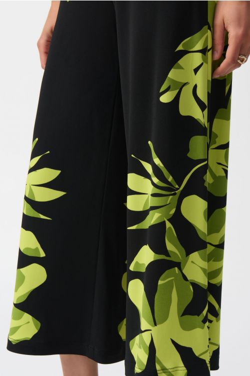 Joseph Ribkoff Black/Multi Silky Knit Floral Print Culotte Pants Style 251189.