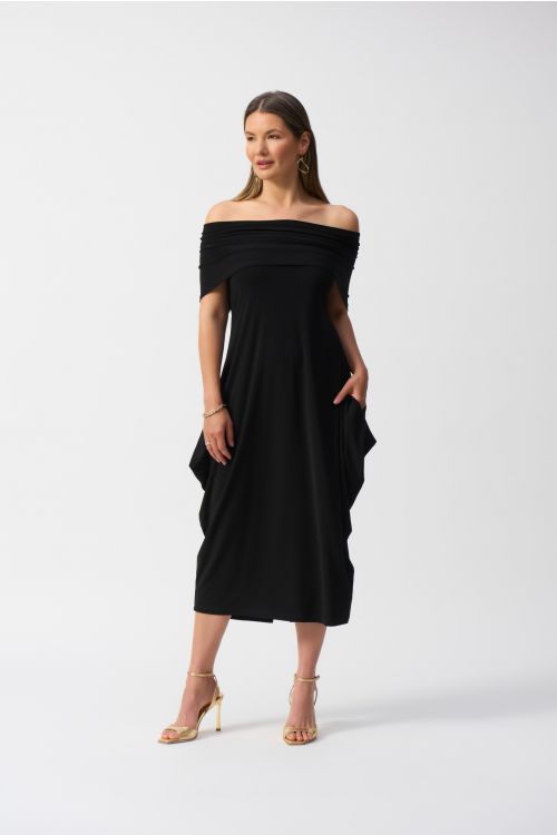 Joseph Ribkoff Black Silky Knit Cocoon Dress Style 251205.