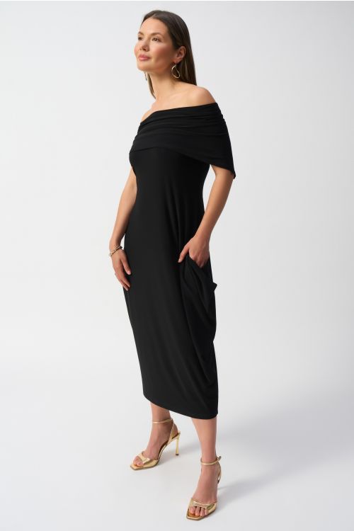 Joseph Ribkoff Black Silky Knit Cocoon Dress Style 251205.