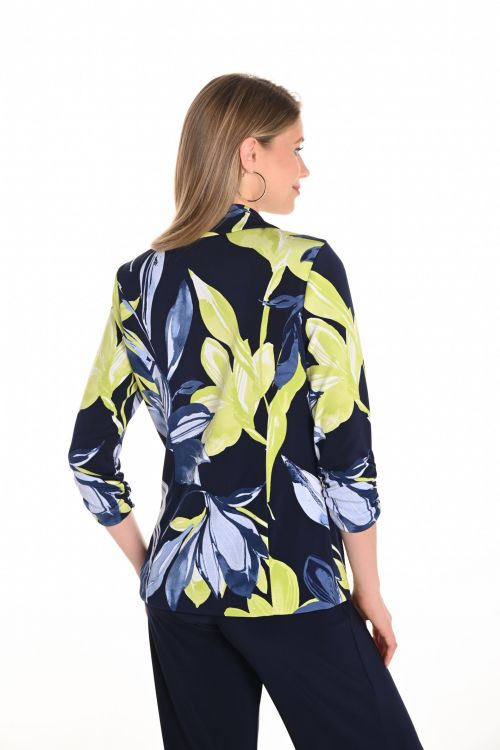 Frank Lyman Navy/Lime Leaf Print Fitted Blazer Style 251212