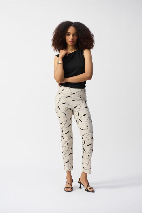 Joseph Ribkoff Moonstone/Black Millennium Geometric Print Straight Pants Style 251219