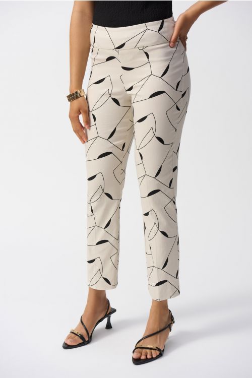 Joseph Ribkoff Moonstone/Black Millennium Geometric Print Straight Pants Style 251219