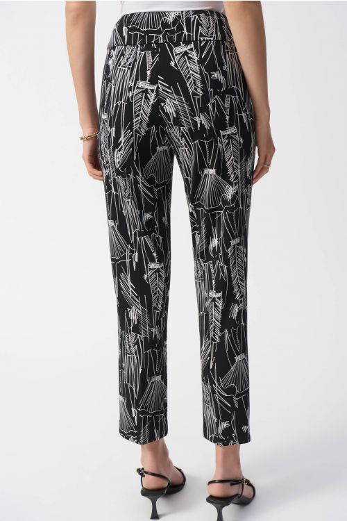 Joseph Ribkoff Black/Vanilla Conversational Print Crop Pants Style 251224
