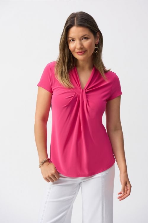 Joseph Ribkoff Geranium Draped Neckline Straight Top Style 251230