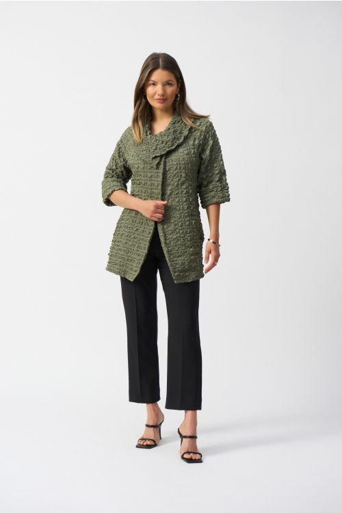 Joseph Ribkoff Cactus Bubble Jacquard Trapeze Coat Style 251234