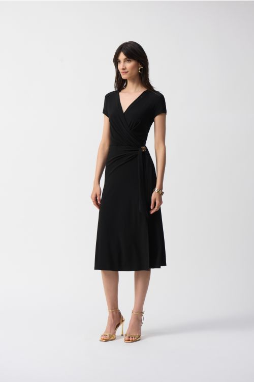 Joseph Ribkoff Black Flowy Wrap Dress Style 251250