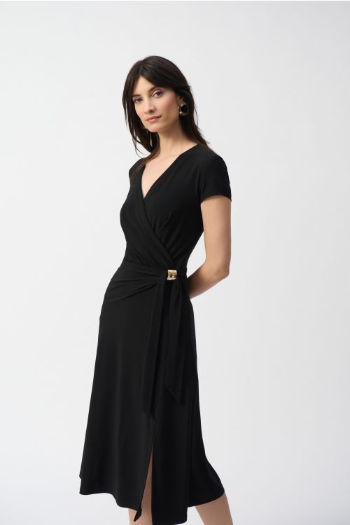 Joseph Ribkoff Black Flowy Wrap Dress Style 251250