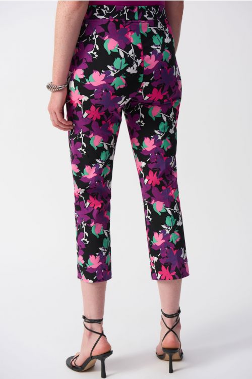 Joseph Ribkoff Black/Multi Floral Print Cropped Pants Style 251254