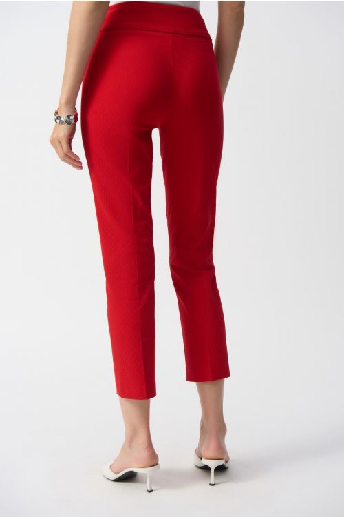 Joseph Ribkoff Radiant Red Textured Crop Pull-On Pants Style 251256