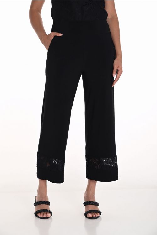 Frank Lyman Black Pants with Lace Embroidery Insert Style 251266