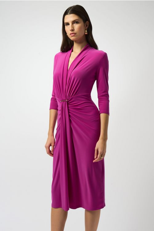 Joseph Ribkoff Purple Orchid Draped Wrap Dress Style 251275