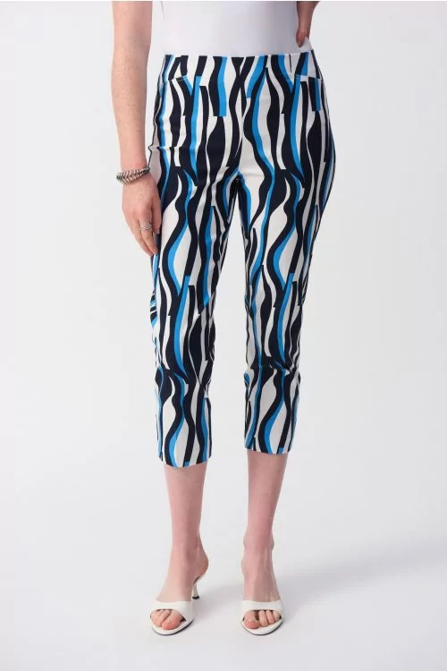 Joseph Ribkoff Vanilla/Multi Geometric Print Crop Pants Style 251280