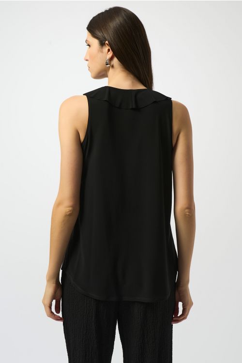 Joseph Ribkoff Black Sleeveless Tunic with Ruffles Style 251287