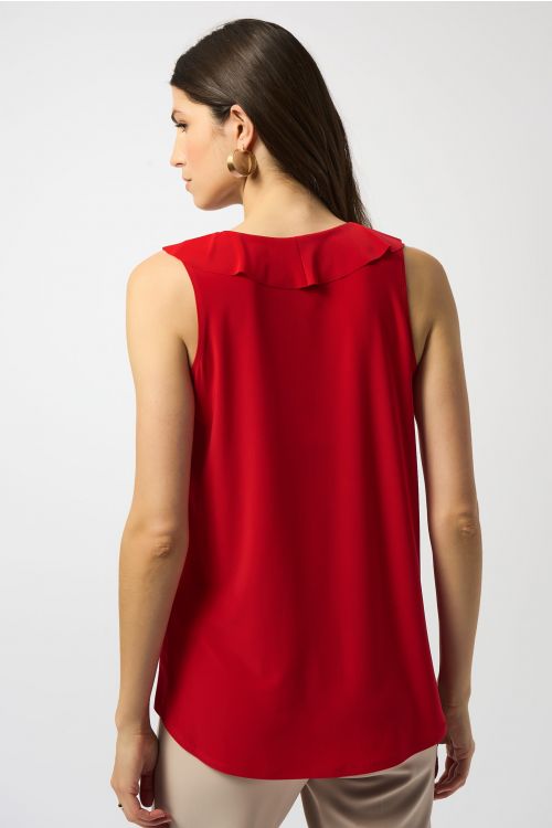 Joseph Ribkoff Radiant Red Sleeveless Tunic with Ruffles Style 251287