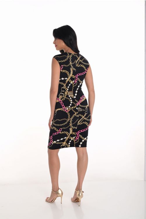 Frank Lyman Black/Pink Sleeveless Dress with Chain Print Style 251371