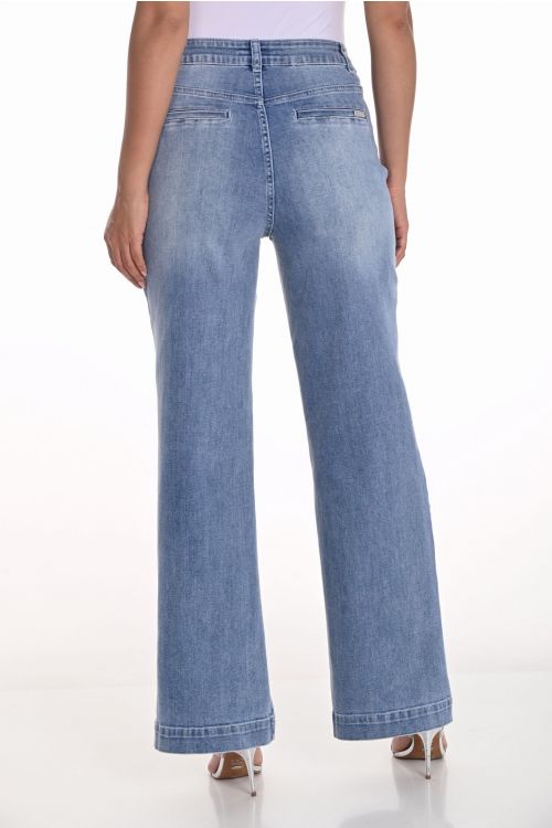 Frank Lyman Blue Denim Wide-Leg Jean Pants Style 251507